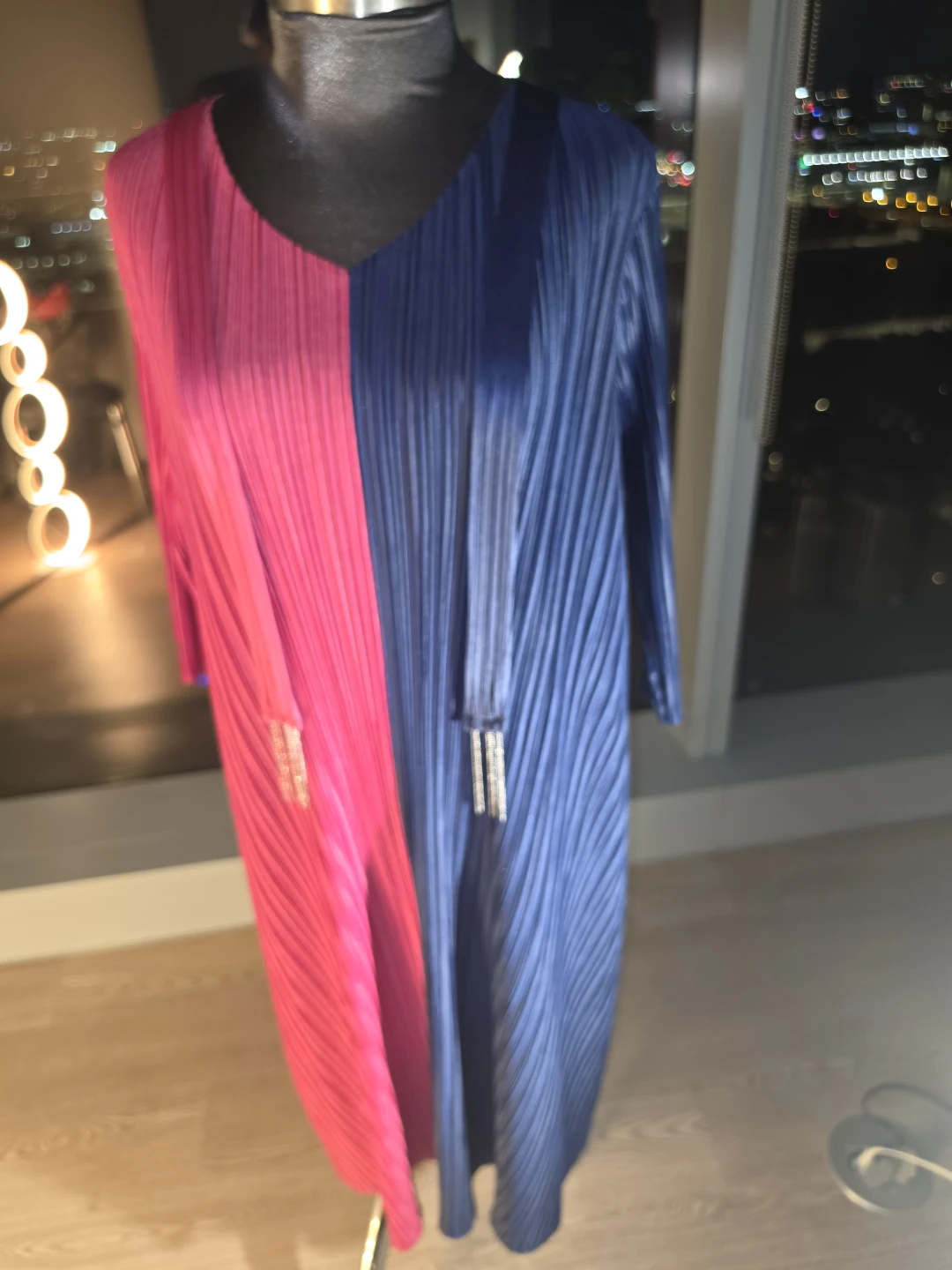 Pleated Colorblock Midi Dress - photo 2