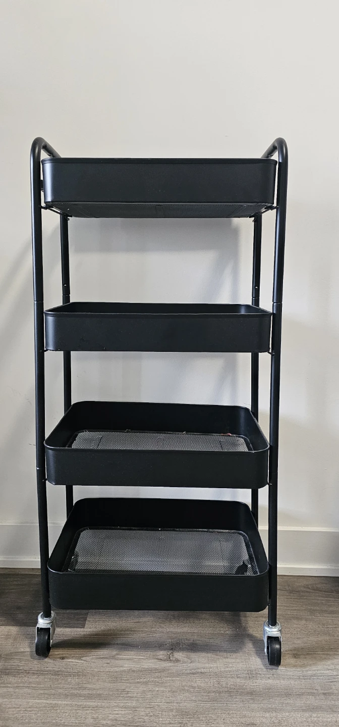 Black 4-Tier Rolling Storage Cart