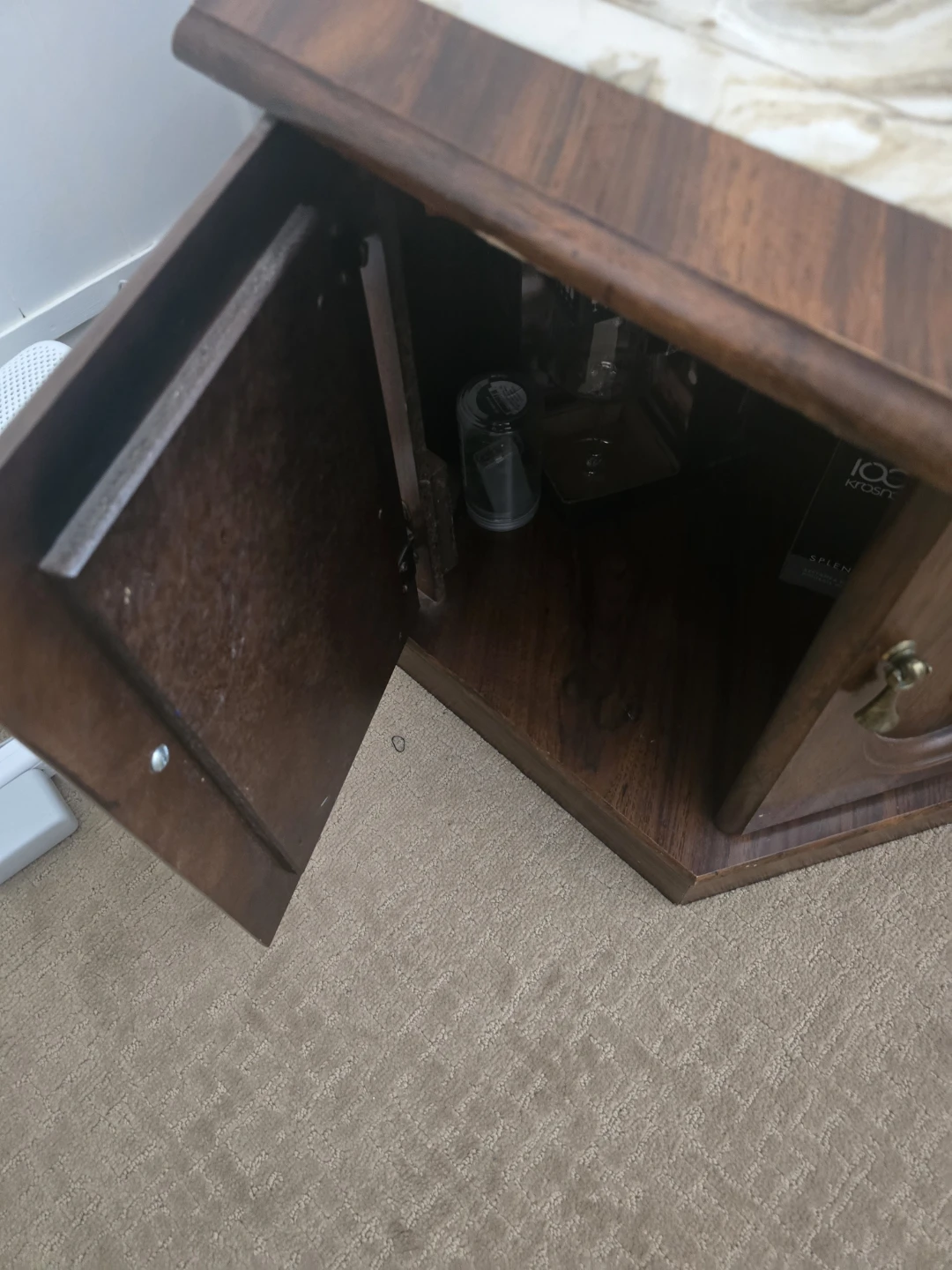 Vintage Hexagonal Side Table with Marble Top - photo 3