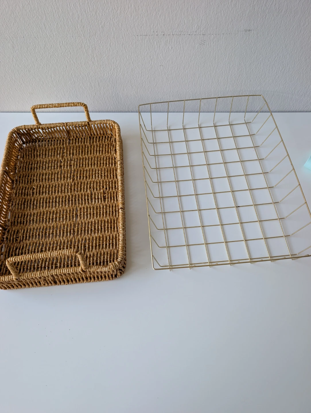 Woven Basket and Gold Wire Tray