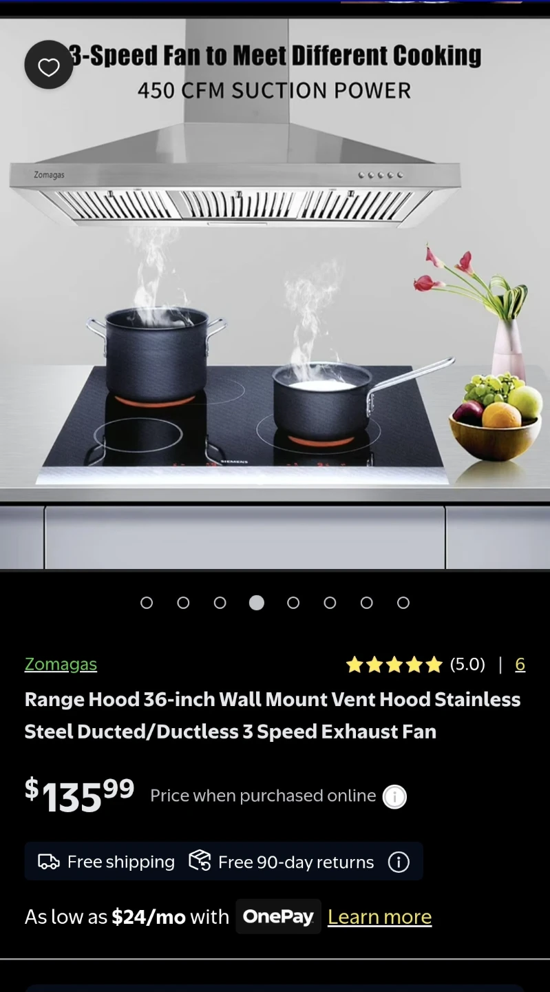 Zomagas 36-inch Stainless Steel Wall Mount Range Hood - photo 2