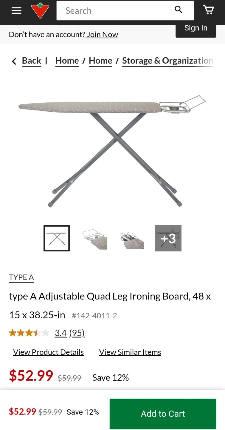 Candian tire Ironing Board (half price)