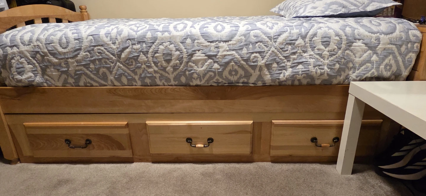 Solid Wood Twin Bed Frame with Storage Drawers