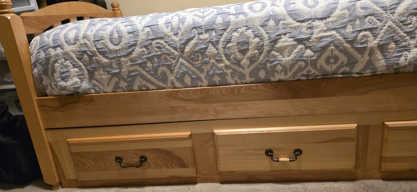 Solid Wood Twin Bed Frame with Storage Drawers - photo 2