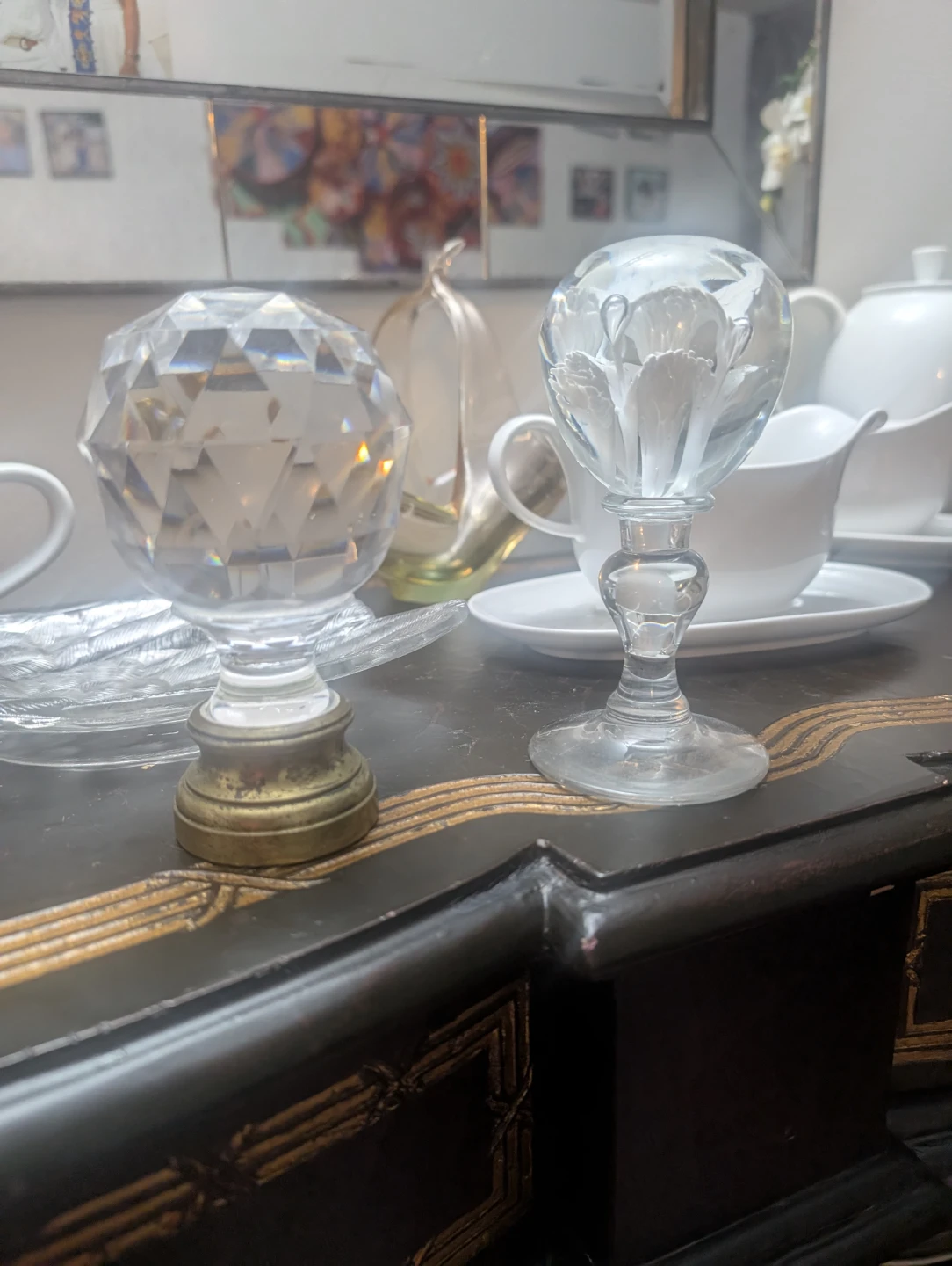 Glass Decorative Sphere with Flower Design - photo 2