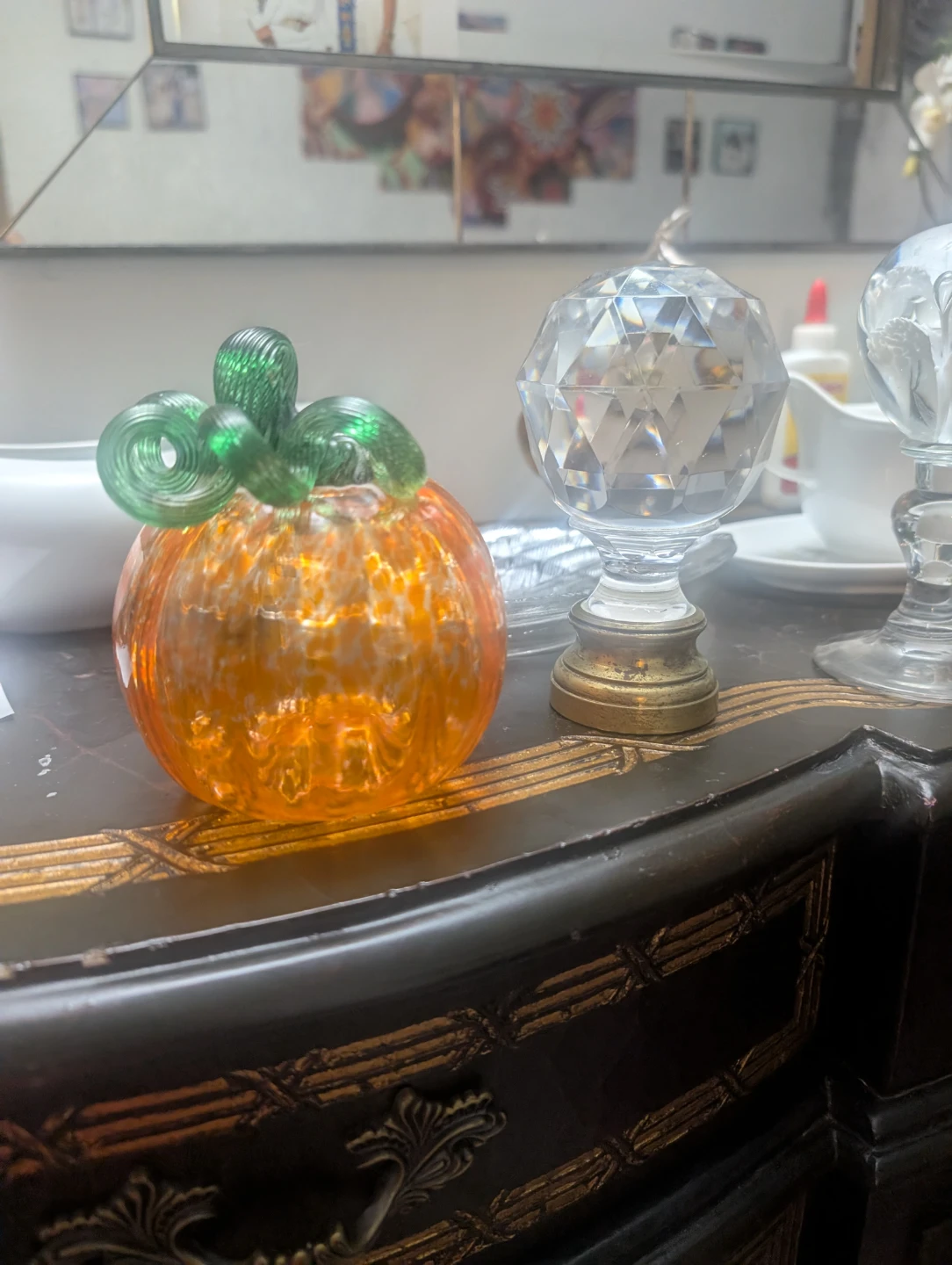 Glass Decorative Sphere with Flower Design - photo 4