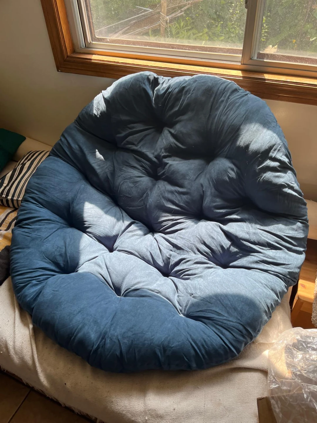 Blue Round Floor Cushion