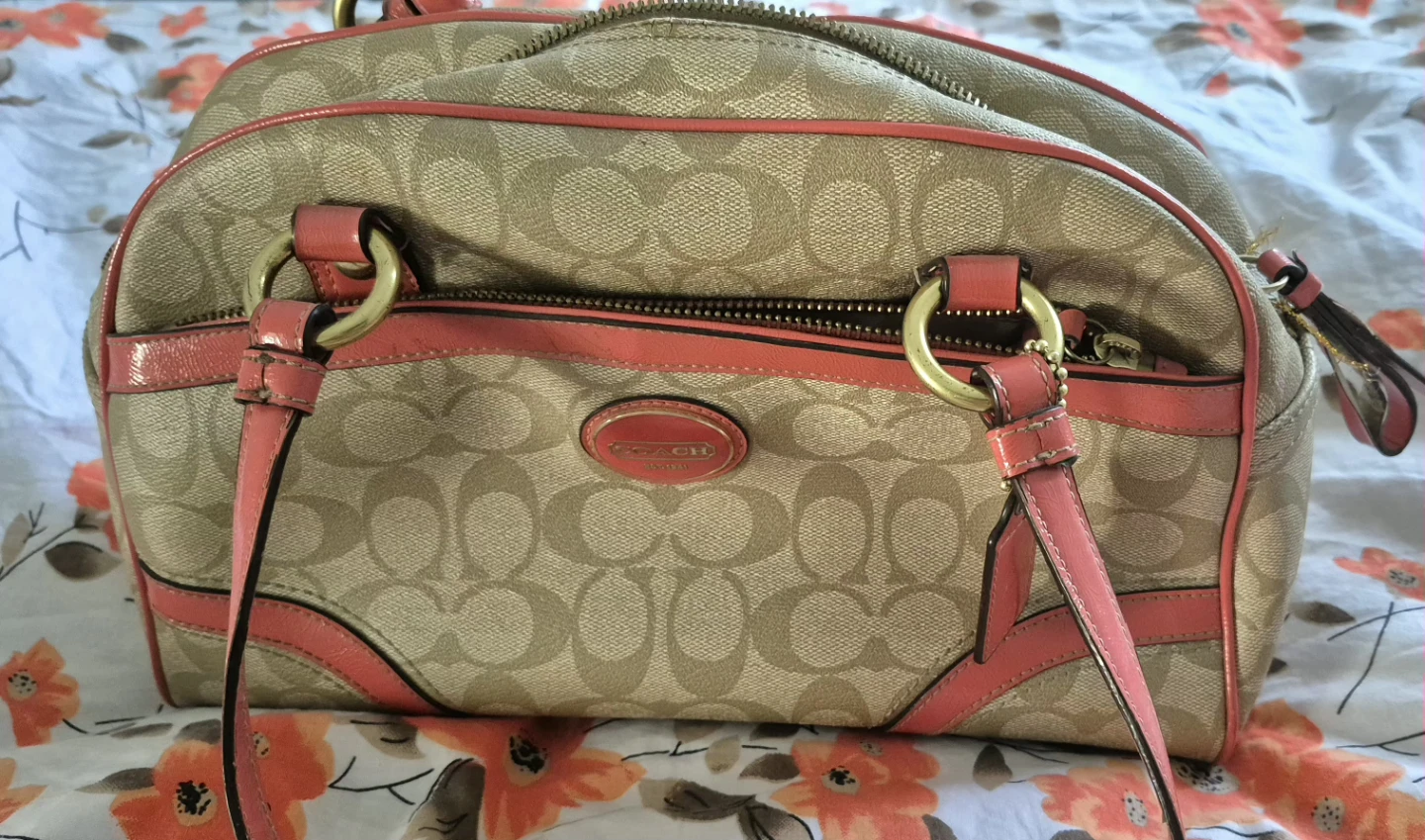 Coach Signature Monogram Satchel Bag