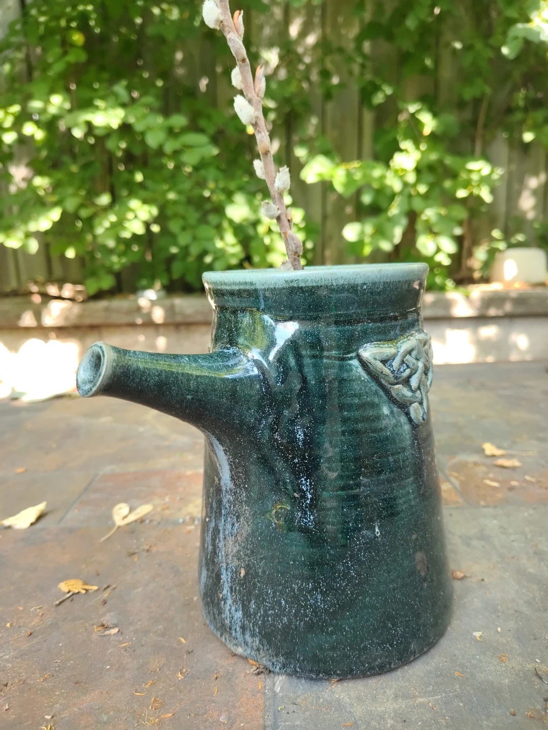 Green Ceramic Pitcher with Celtic Knot Design - photo 2