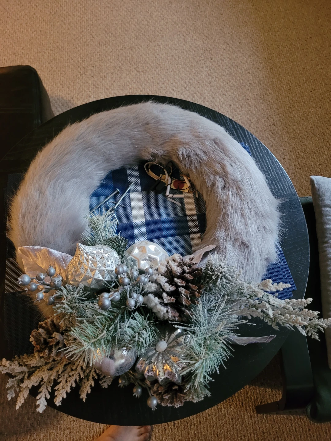 Faux Fur & Christmas Wreath