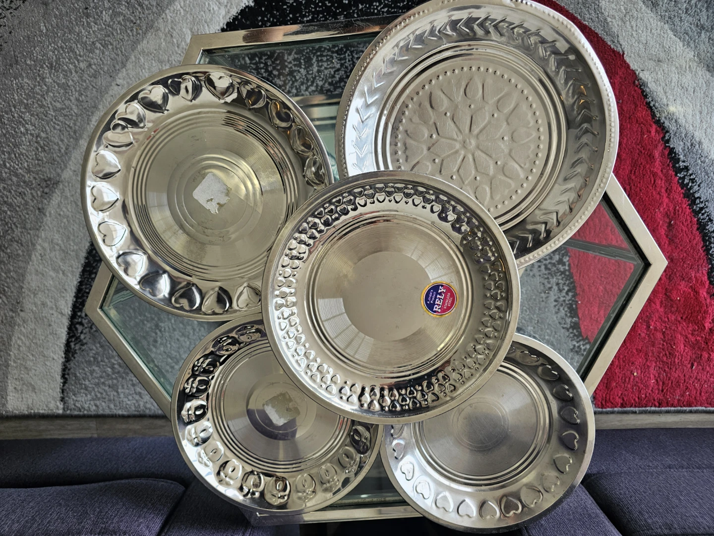 Set of 5 Stainless Steel Thali Plates