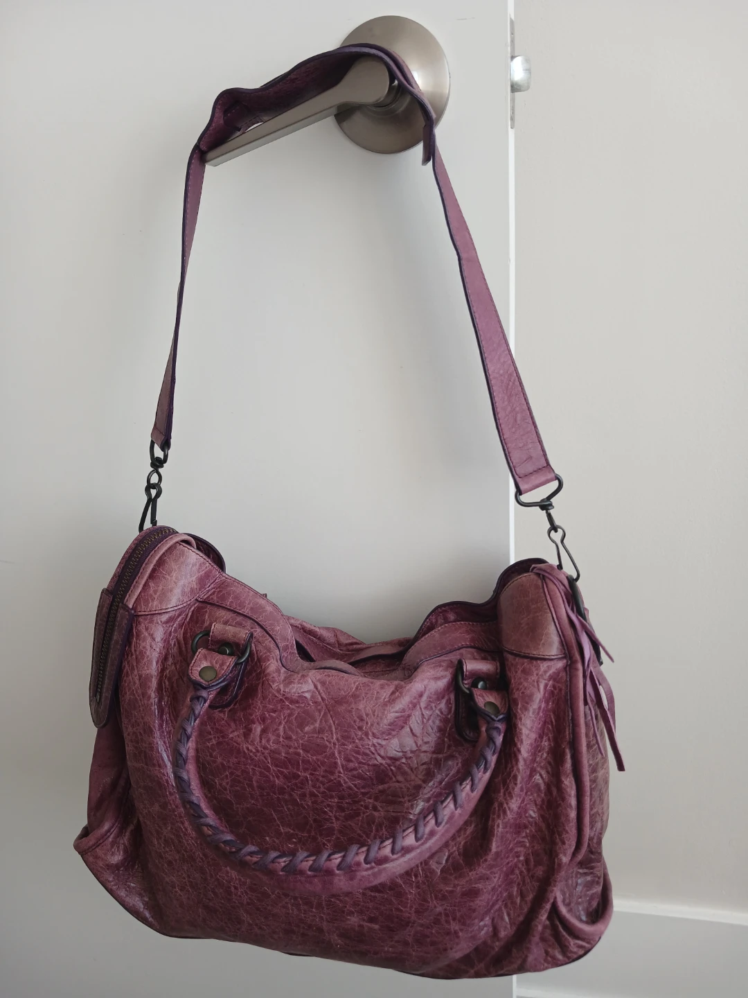Purple Leather City Bag