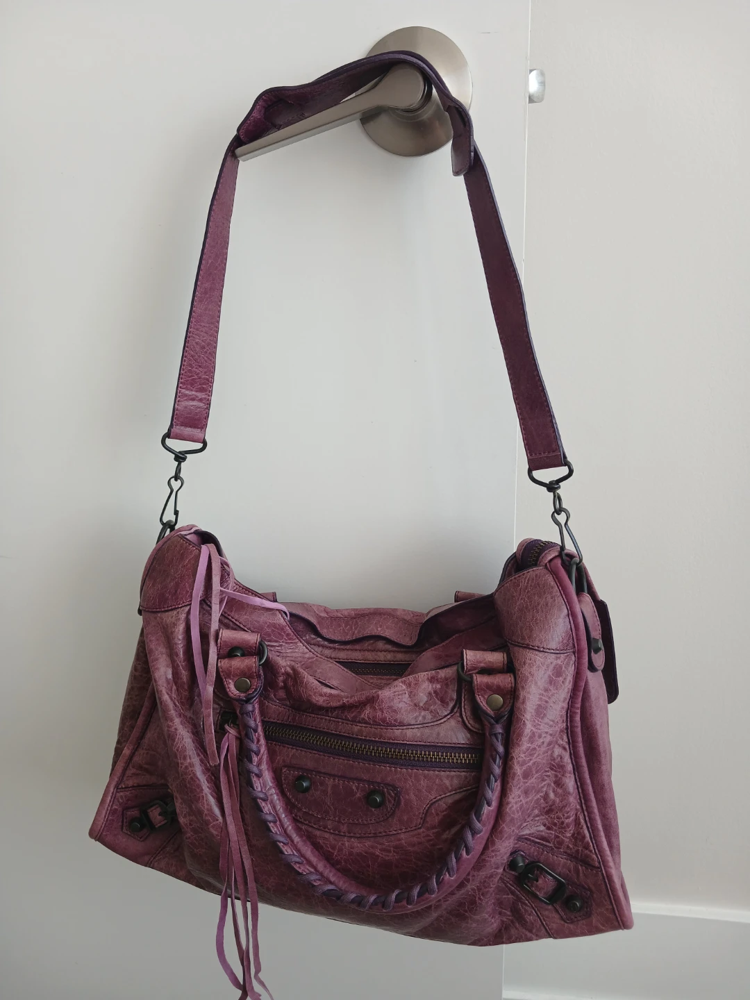 Purple Leather City Bag - photo 2