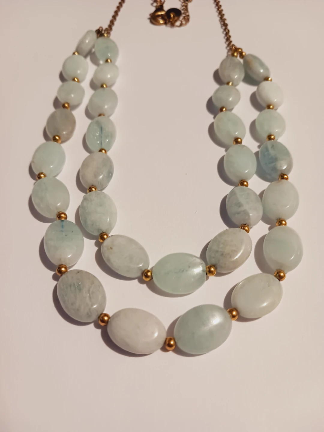 Beautiful Aquamarine & Gold Tone Beaded Necklace - photo 3