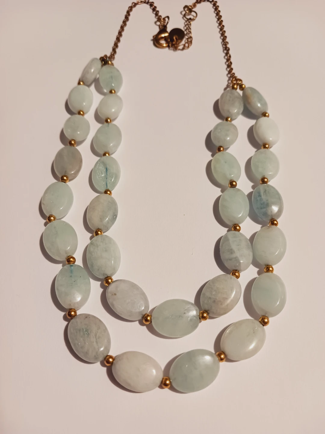 Beautiful Aquamarine & Gold Tone Beaded Necklace - photo 4