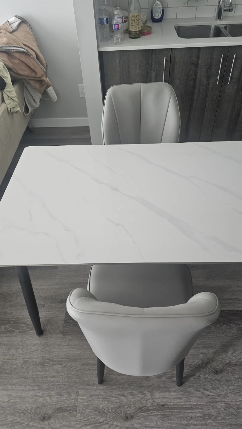Grey Dining Chairs and Marble Top Table Set - photo 2