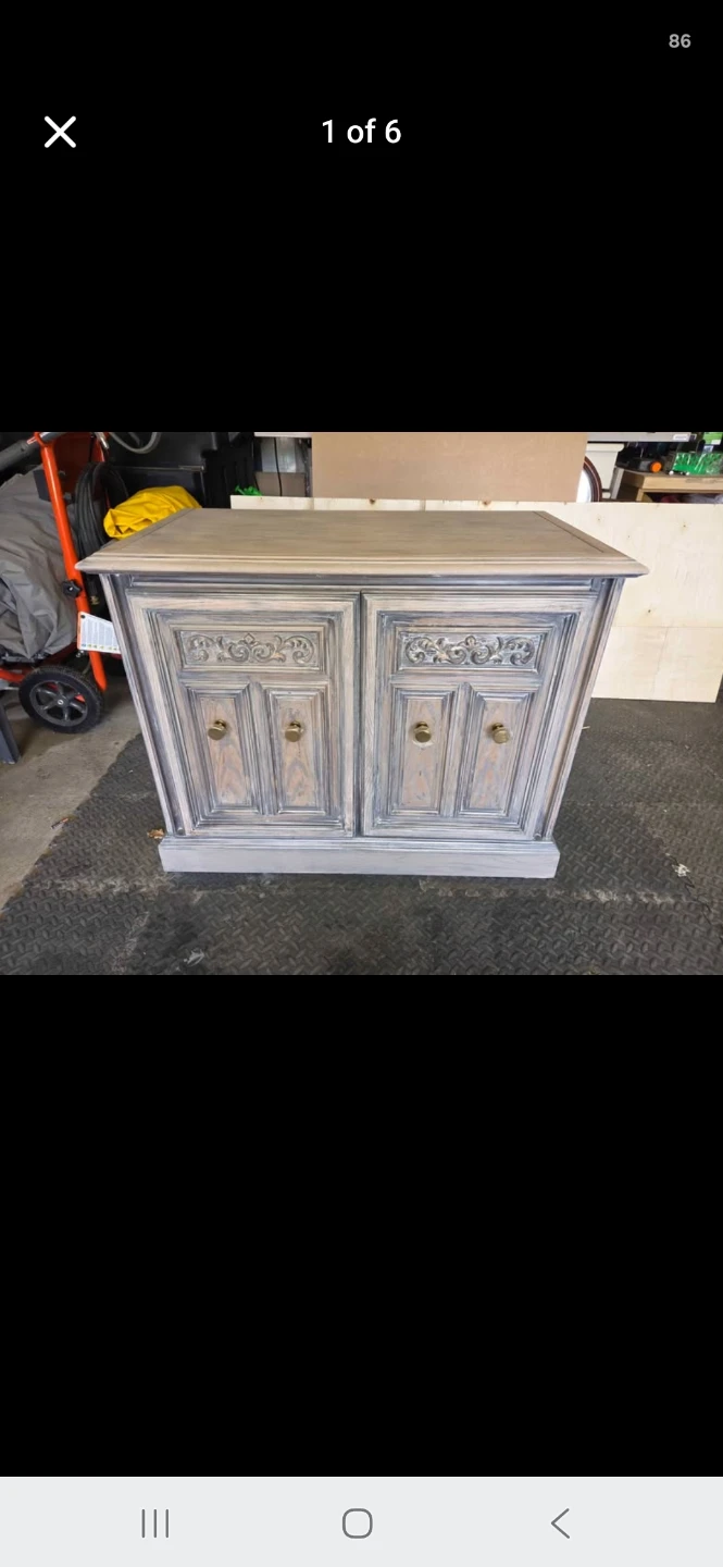 Vintage Accent Cabinet with Carved Doors
