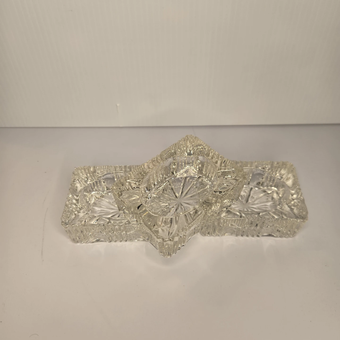 Set of 3 Crystal Glass Ashtrays