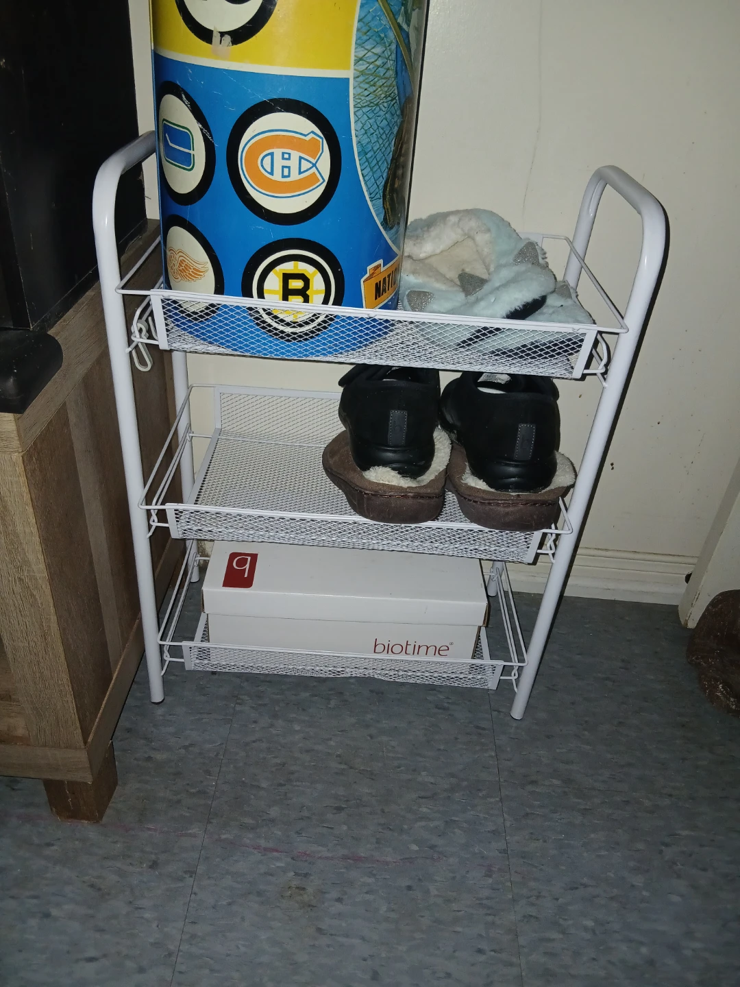 White 3-Tier Metal Mesh Storage Rack Shelf With Wheels