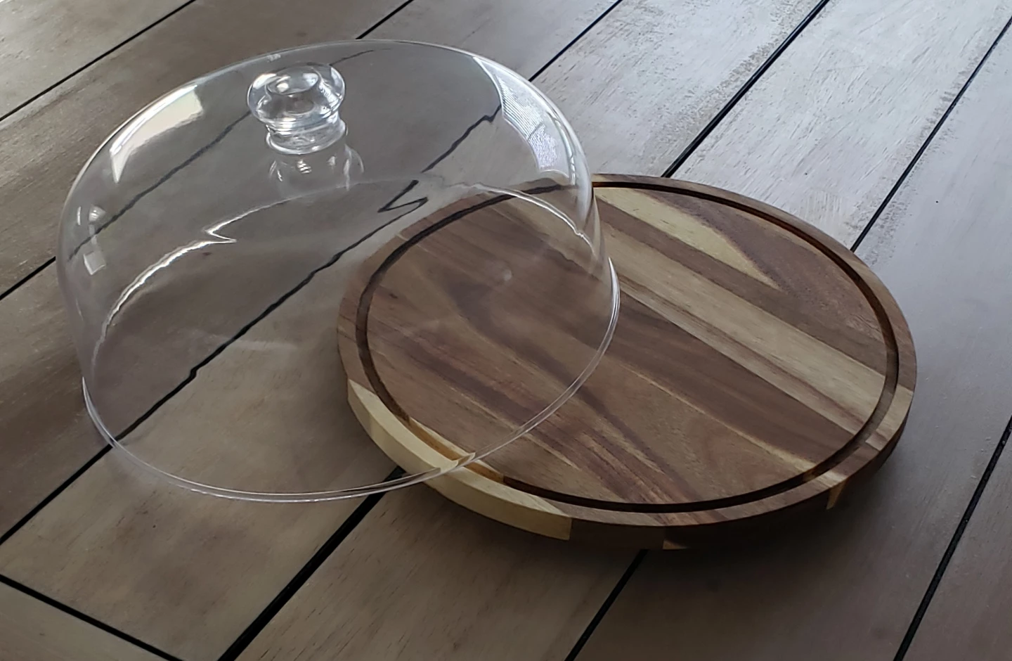 Round wood cake holder with lid - photo 2