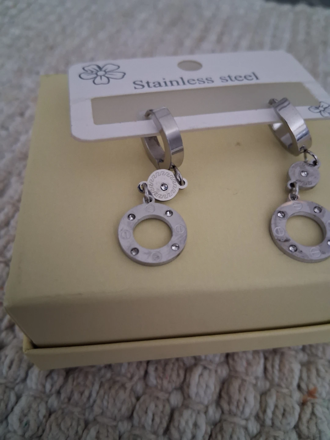 Stainless Steel Dangle Earrings with Box Brand: cartier