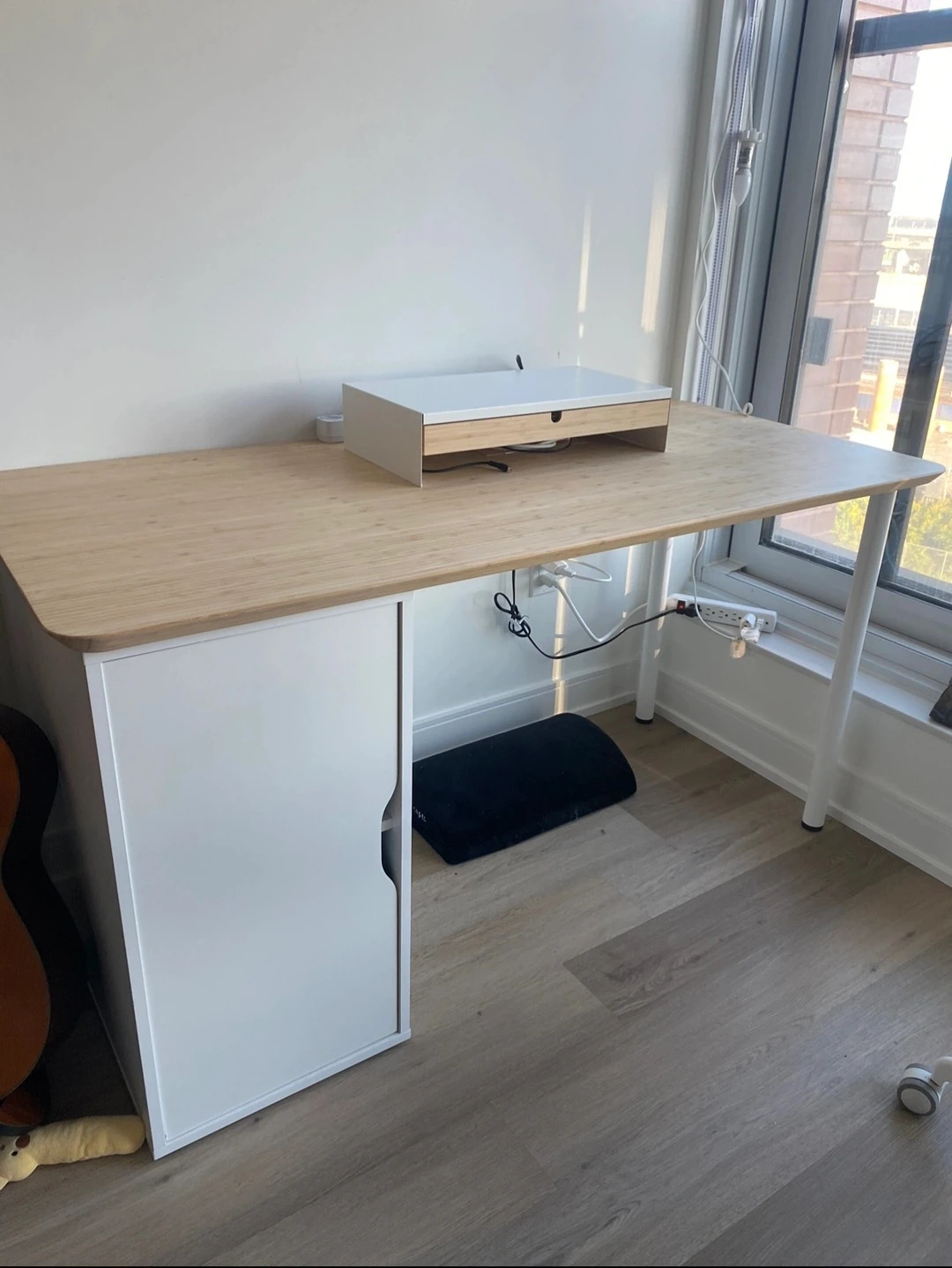 White Cabinet with Shelf & Computer Stand