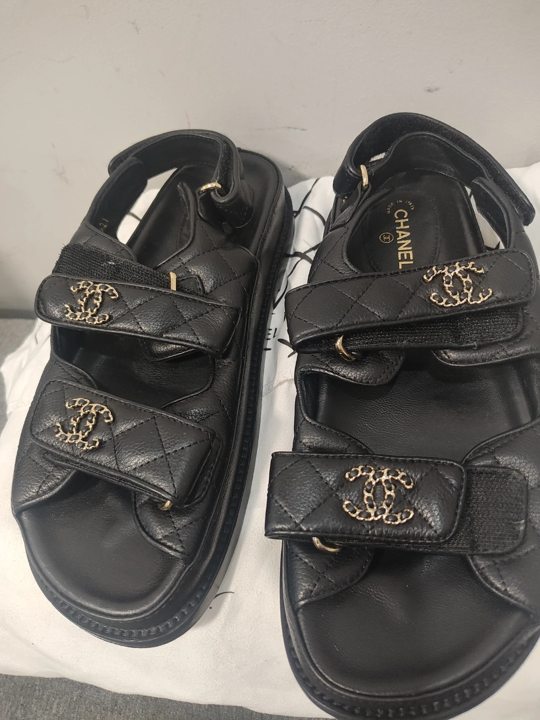 Chanel Black Quilted Leather Sandals
