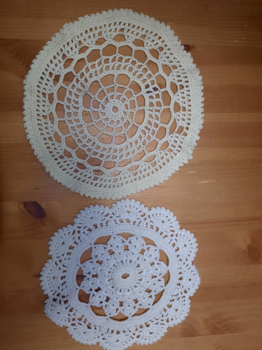 Set of 2 White Crochet Doilies