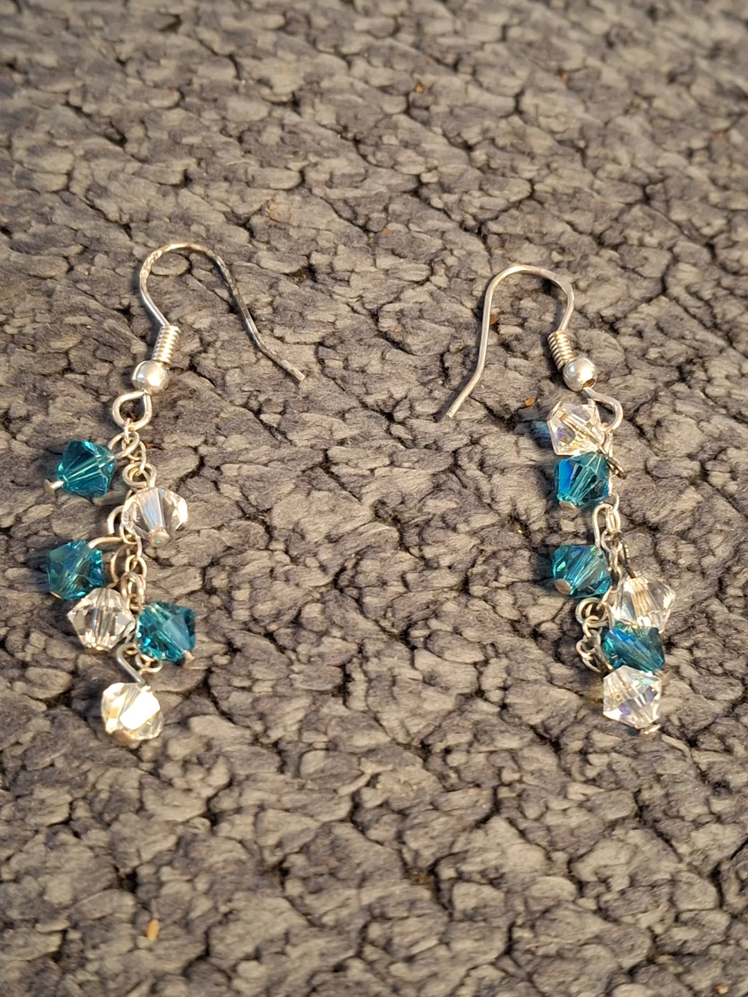 Teal and White Crystal Earrings - photo 2