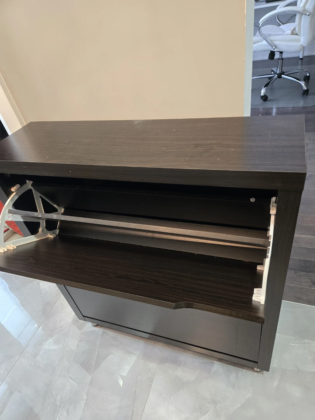 Dark Wood Two-Drawer Shoe Cabinet - photo 2