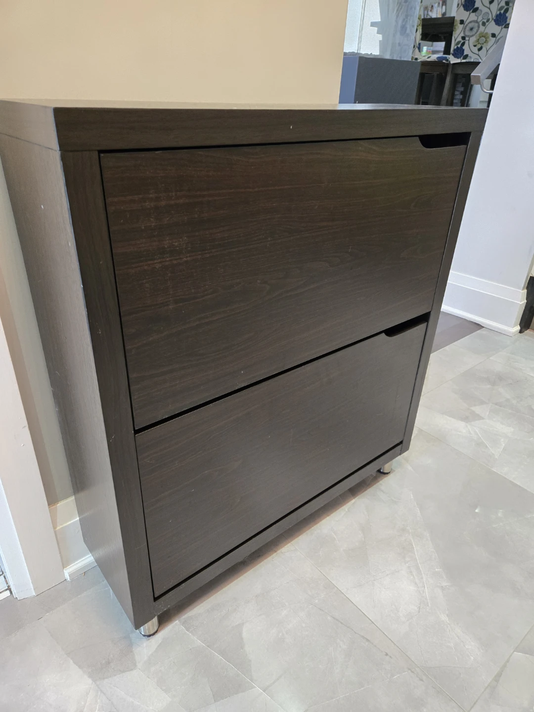 Dark Wood Two-Drawer Shoe Cabinet - photo 4