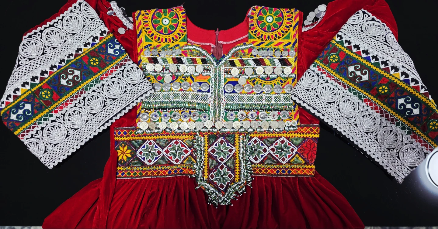 Red Afghan Traditional Dress.