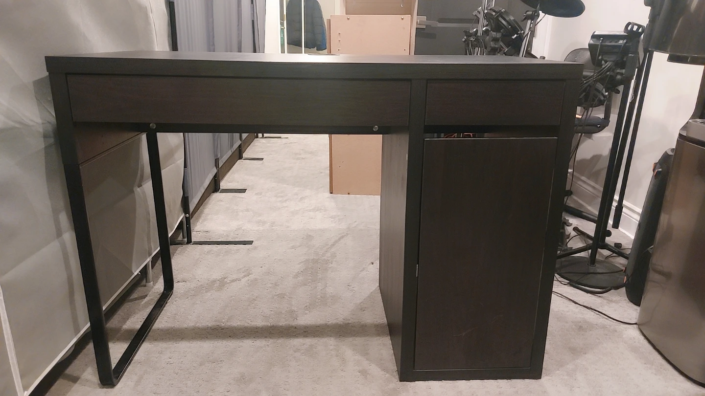 Dark Brown Desk with Drawer and Shelves - photo 3