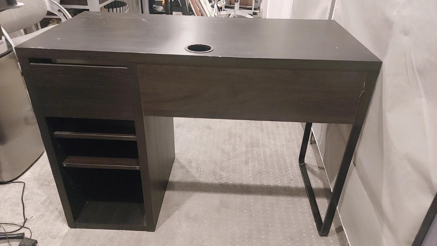 Dark Brown Desk with Drawer and Shelves - photo 4