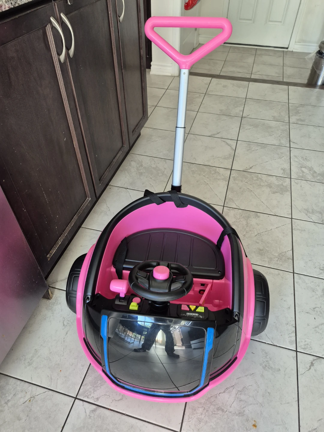 Pink Ride-On Car with Push Handle and Lights - photo 2