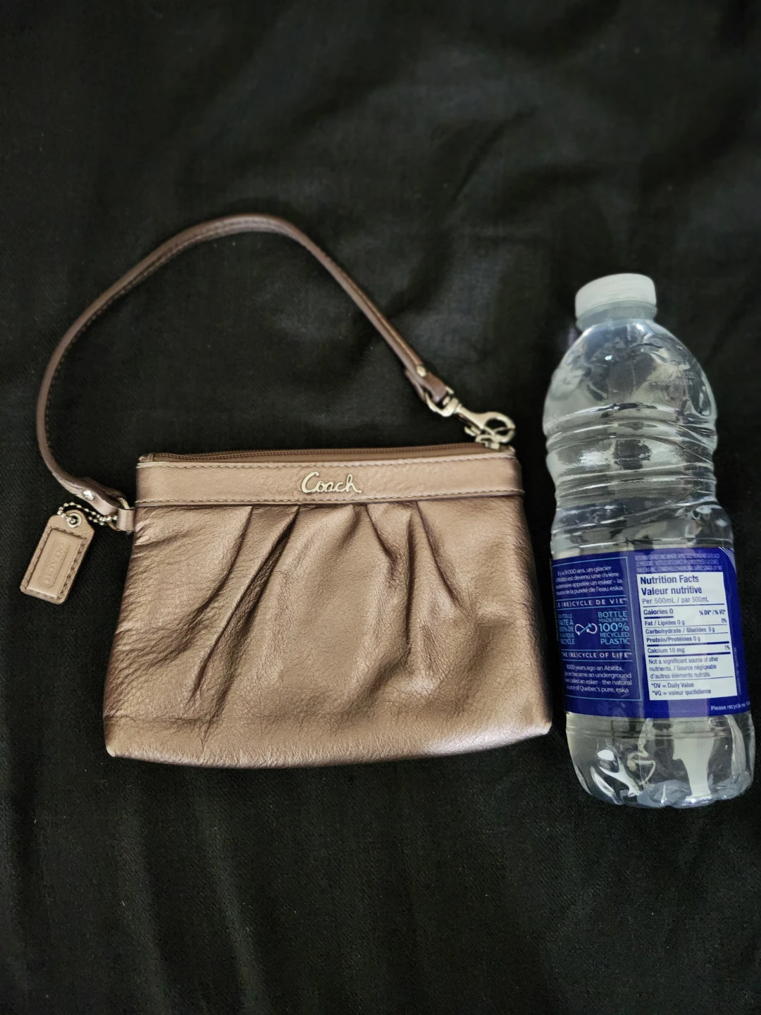 Coach Wristlet Pouch Bronze Metallic Leather