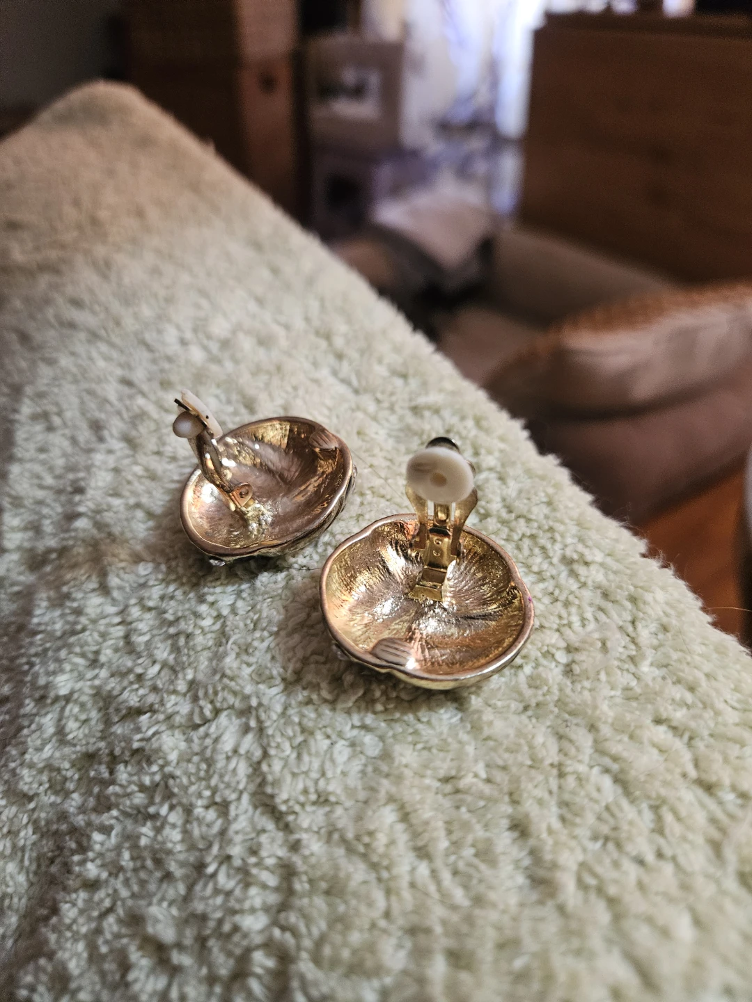 Clip-on Earrings - Purple& Gold with Rhinestones - photo 2