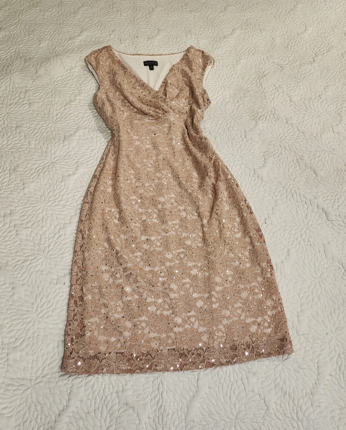 Adrianna Papell Rose Gold Lace Sequin Dress - photo 4