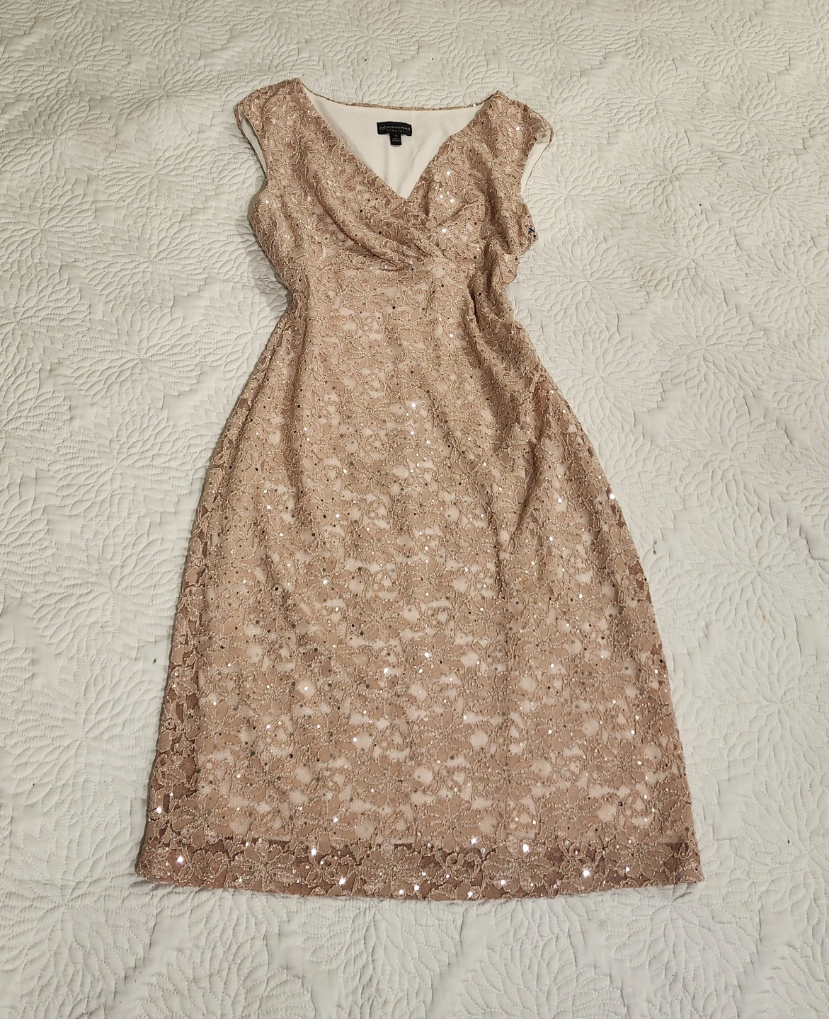 Adrianna Papell Rose Gold Lace Sequin Dress - photo 5
