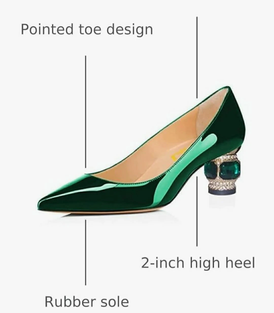 Women's Green Patent Leather Pumps with Jewel Heel - photo 2