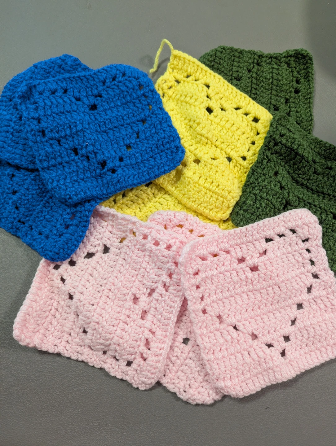 Set of 5 Crochet Coasters - Assorted Colours
