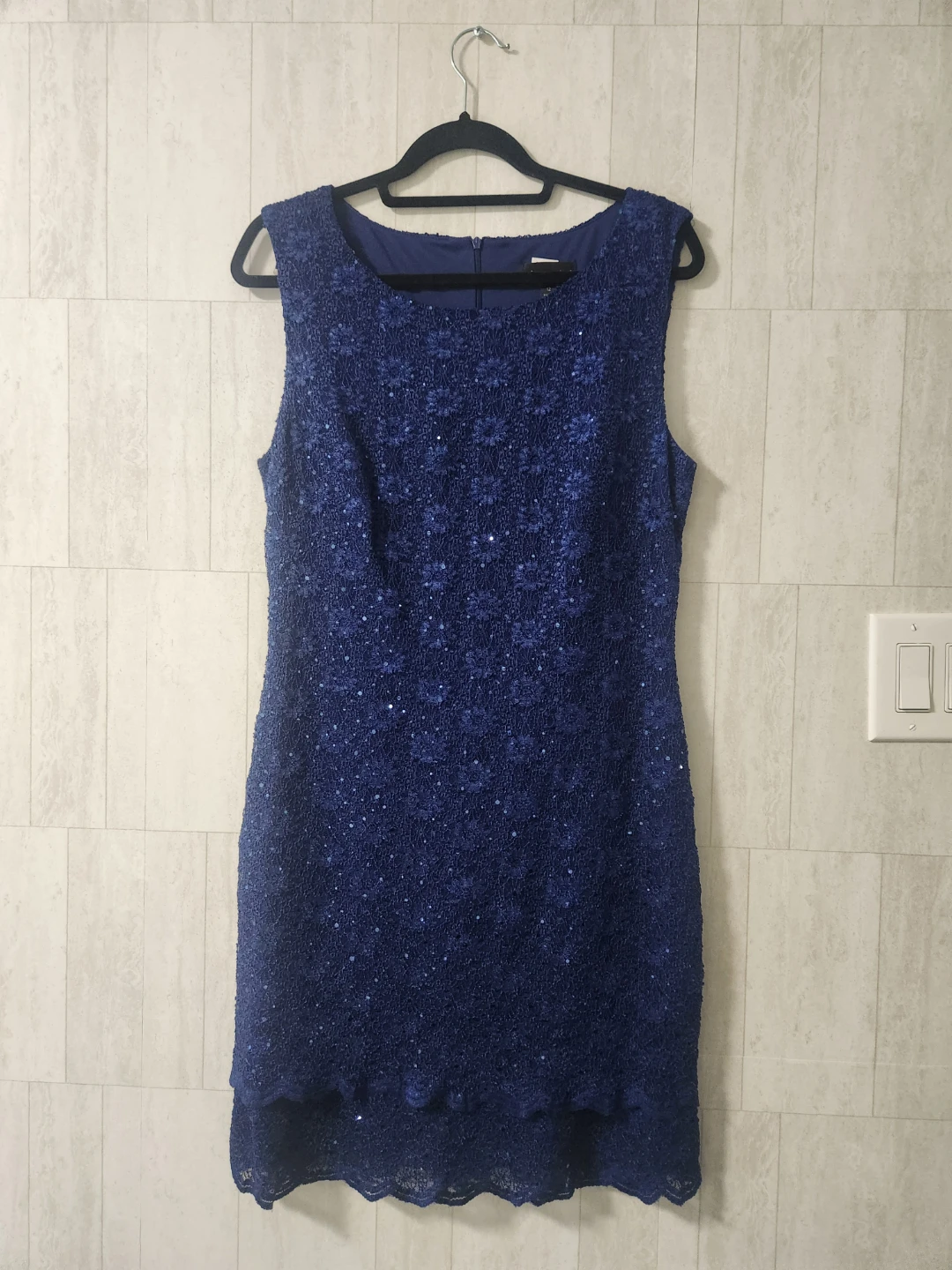 Connected Apparel Women's Navy Blue Beaded Dress Size 12