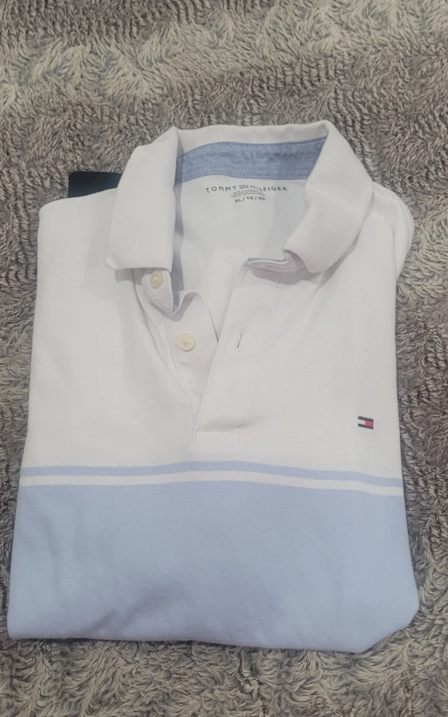 Tommy Hilfiger White/Blue Polo Shirt XL