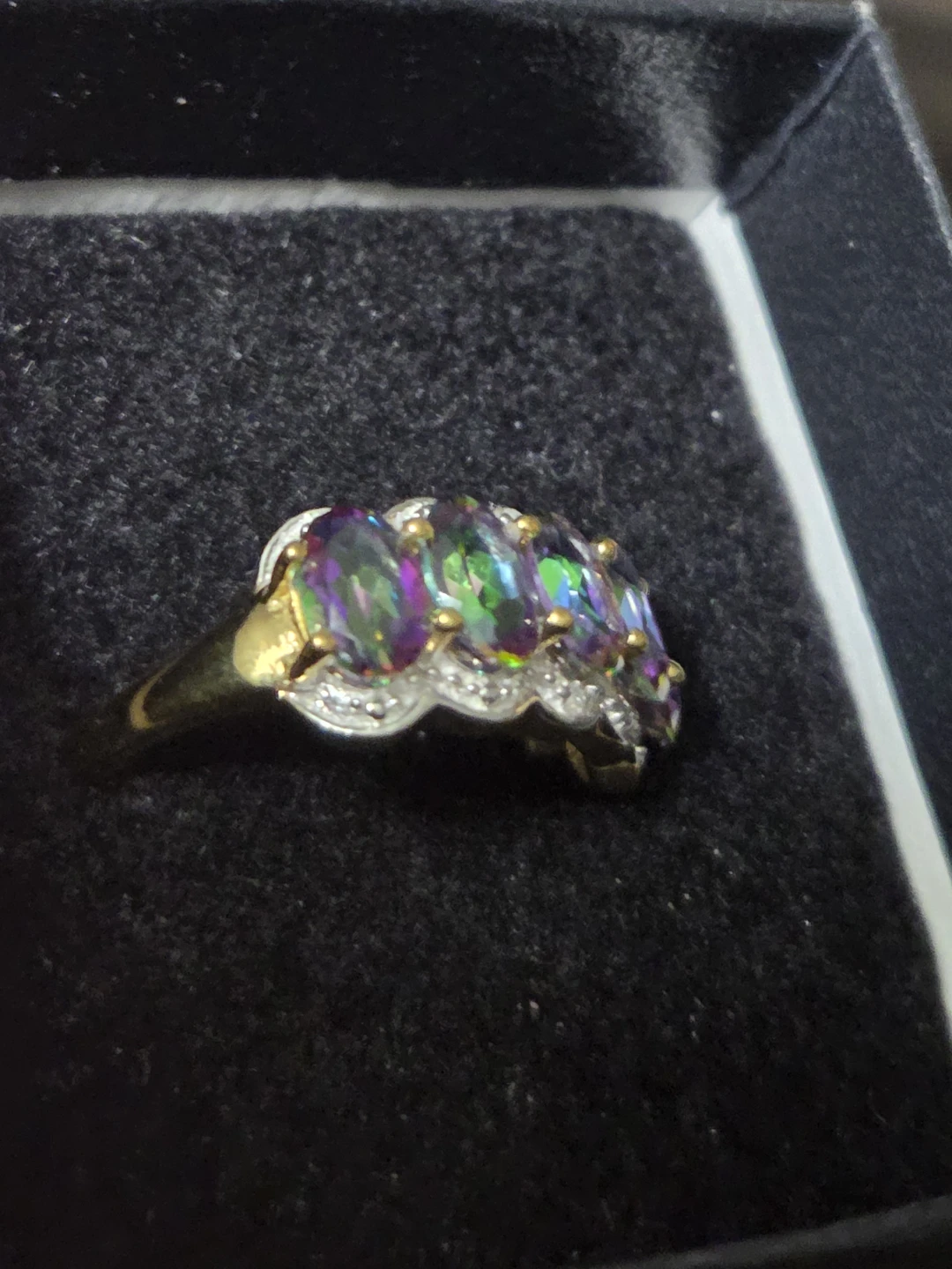 Diamonds and Mystic Topaz Ring