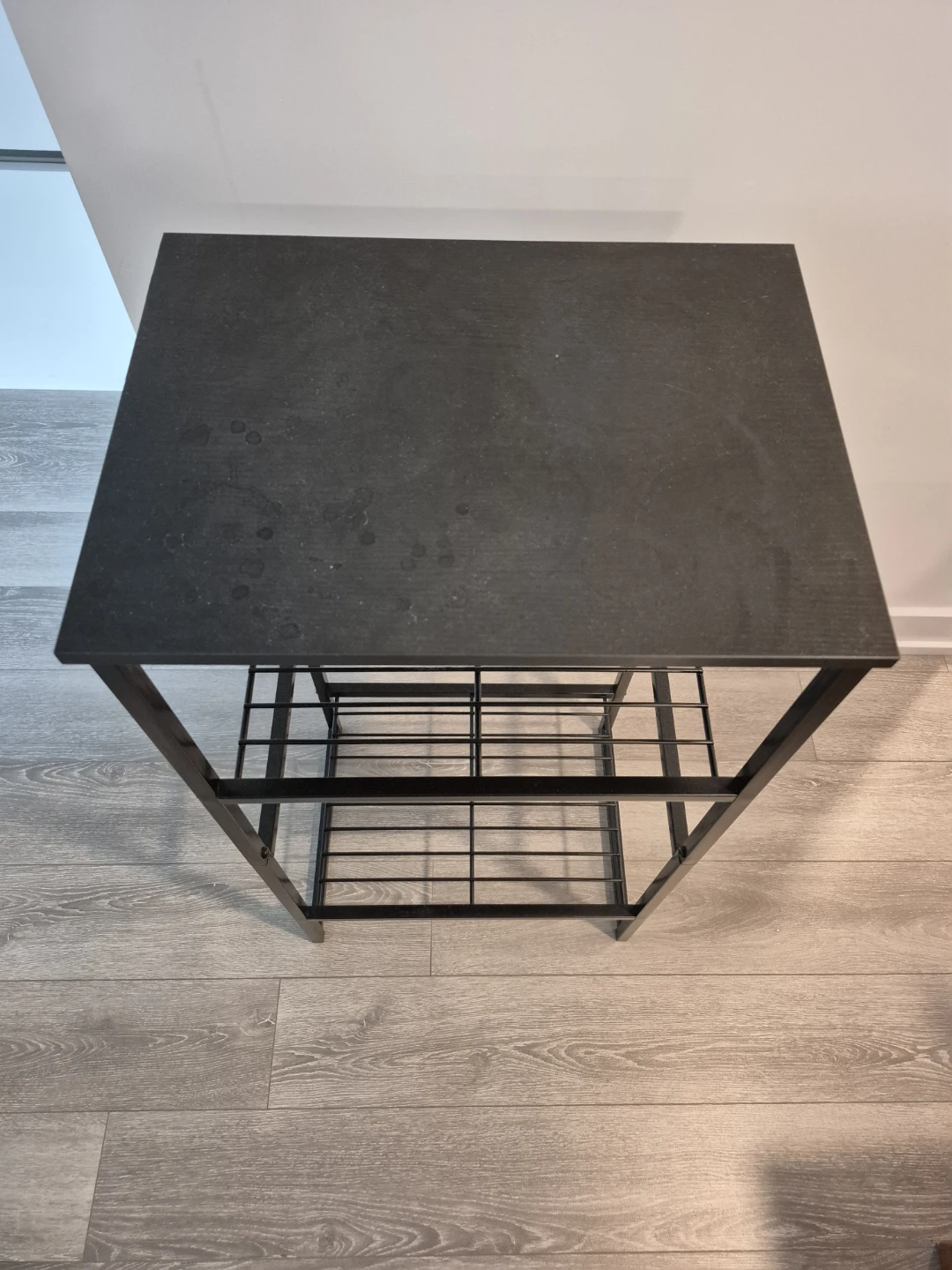 Black 3-Tier Metal & Wood Shelf Unit