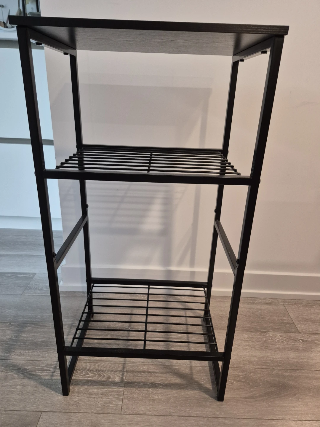 Black 3-Tier Metal & Wood Shelf Unit - photo 2