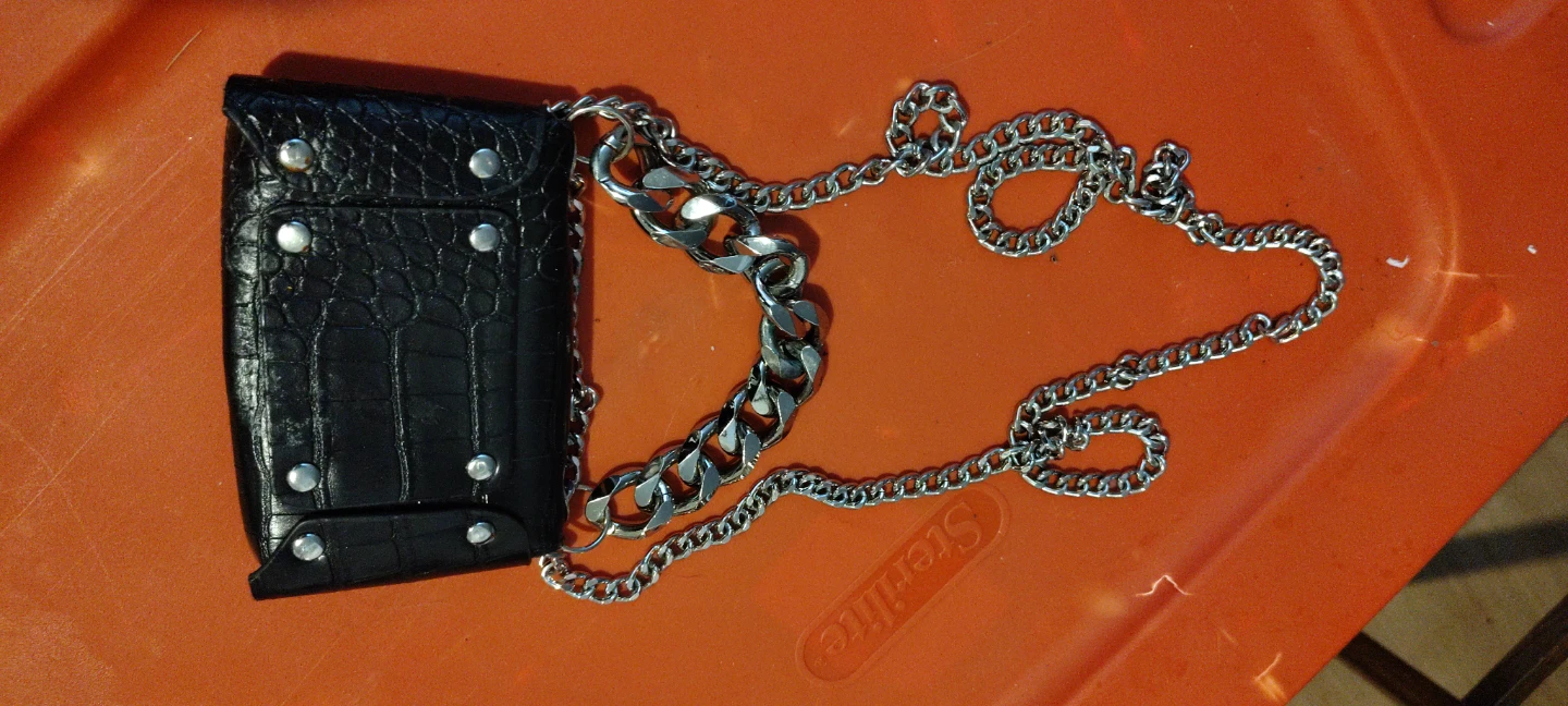 Black Crocodile Print Wallet with Chain - photo 2