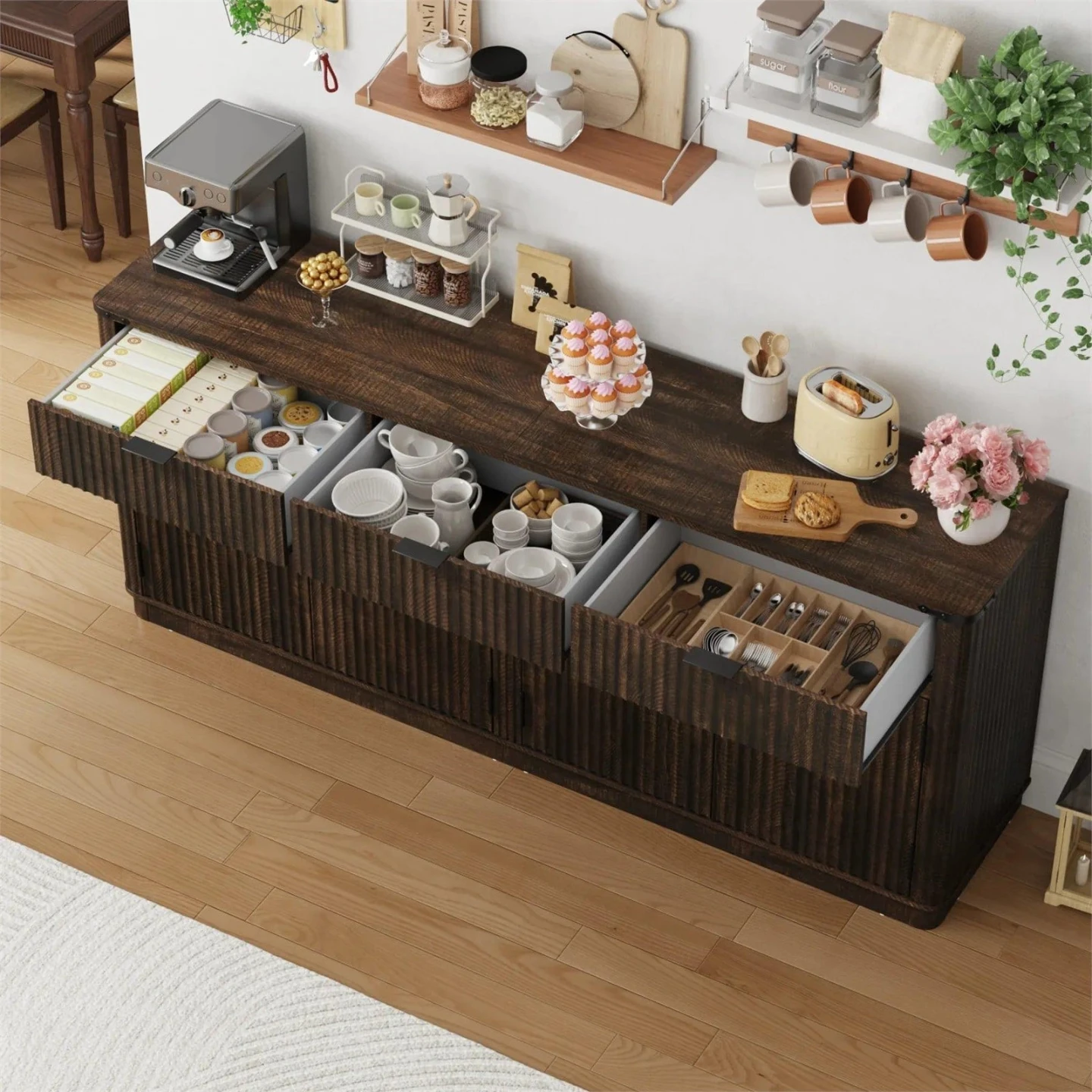 New 70 inch brown storage cabinet - photo 3