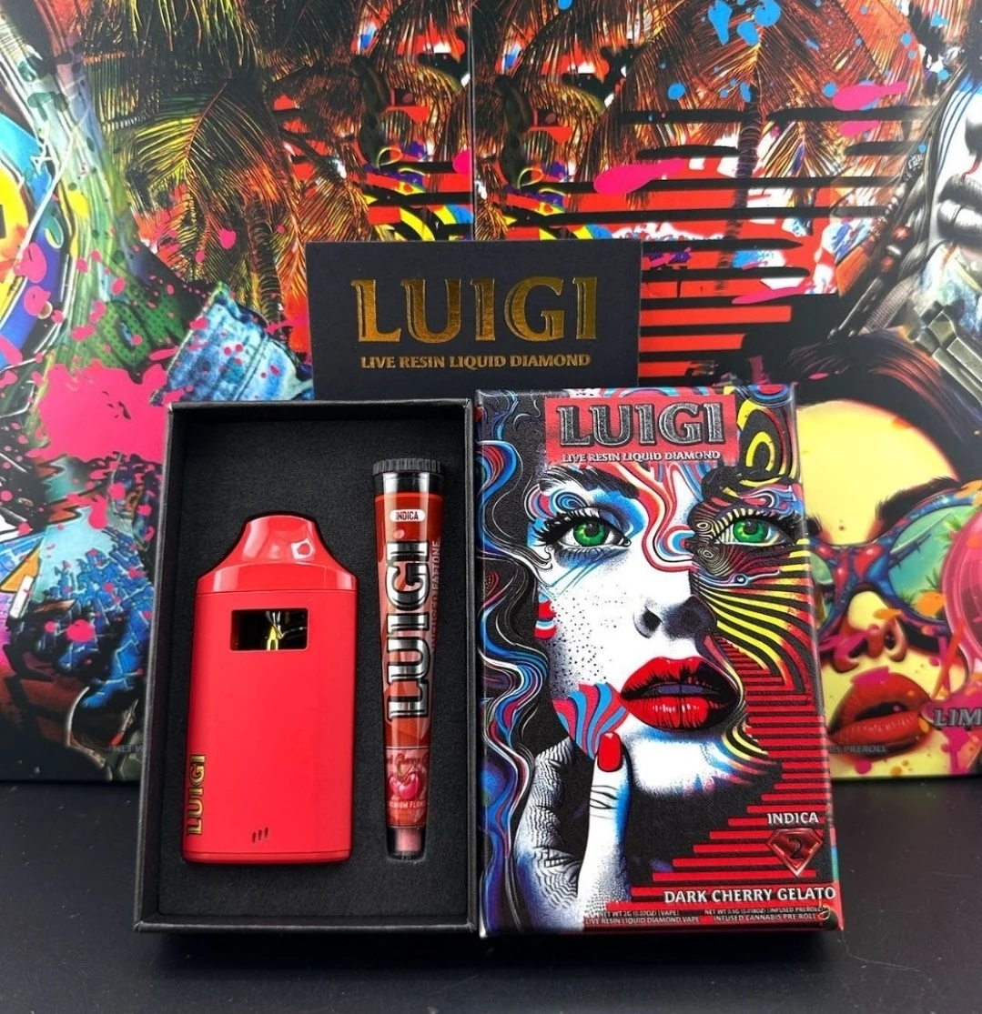 Luigi Live Resin Liquid Diamond Cherry Gelato variety Pre-Roll