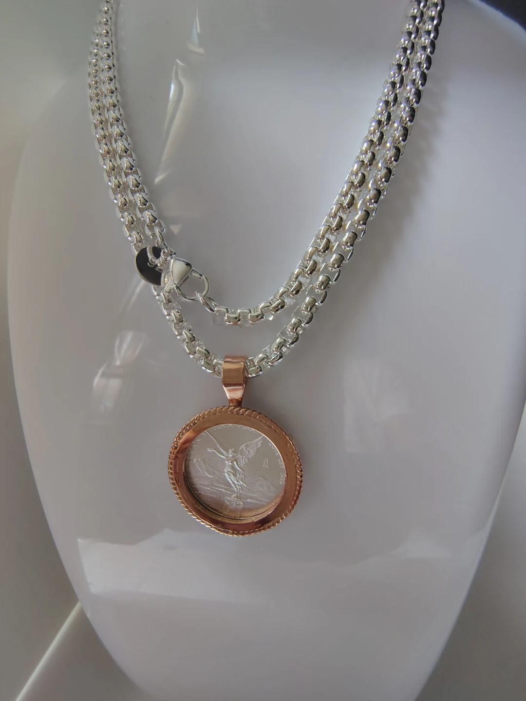 Collar chapado en plata con moneda libertad de México 1/10 oz - photo 2